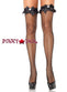 LEG-9154 / INDUSTRIAL NET RUFFLE TOP THIGH HIGH WITH RHINESTONE BOW ACCENT BLACK