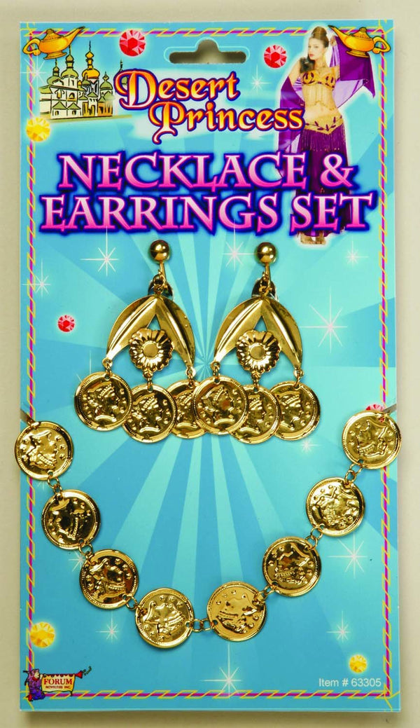 FOR-63305 / GOLD COIN NECKLACE & EARRINGS