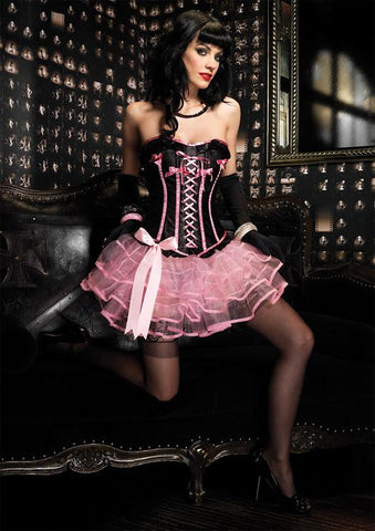 LEG-86330 / SUGAR AND SPICE BUSTIER,WITH SUPPORT BONING AND MINI BOW ACCENTS LARGE BLACK PINK