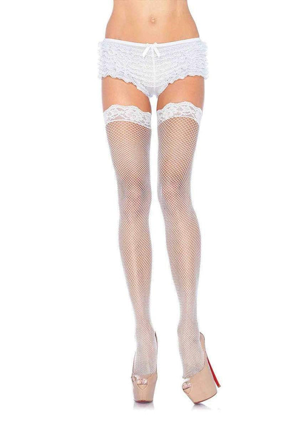 FISHNET STOCKING W LACE TOP WHITE