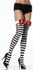 LEG-9067 / STRIPE THIGH HIGHS WITH POKER SUIT SIDE, SATIN BOW AND CAMEO BLACK WHITE