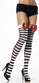 STRIPE THIGH HIGHS WITH POKER SUIT SIDE, SATIN BOW AND CAMEO BLACK WHITE