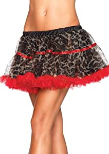 LEG-A1712 / LEOPARD PRINT TULLE PETTICOAT WITH CONTRAST SOLID TRIM LEOPARD