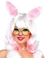 LEG-A2677 / BUNNY TWO TONE WIG WITH LATEX EARS O S WHITE PINK