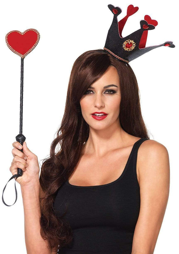 ROYAL CROWN HEADBAND AND HEART SCEPTER BLACK RED