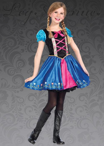 LEG-C48144 / ALPINE PRINCESS,RIBBON TRIMMED DRESS WITH FLORAL SKIRT ACCEN